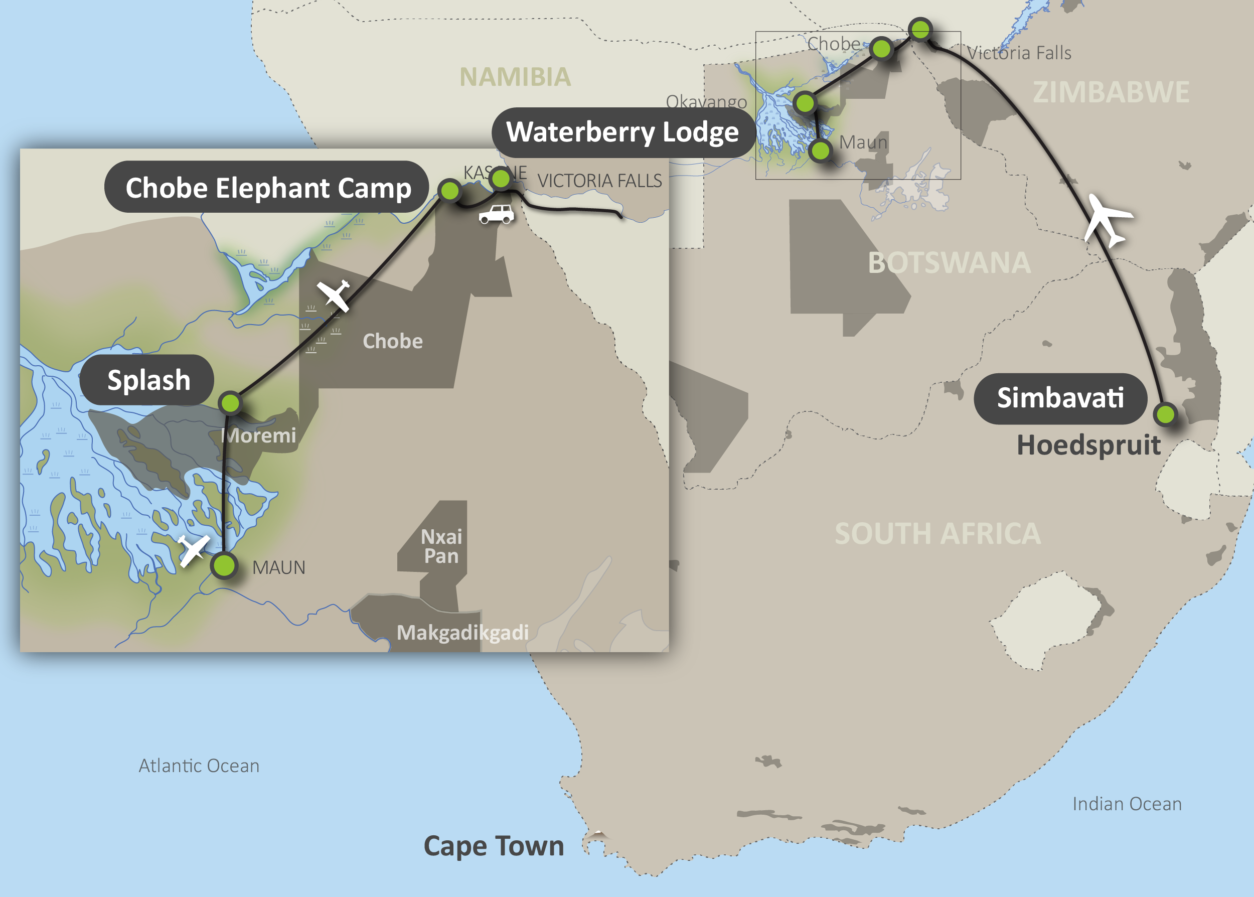 Map of the Grand South Explorer Safari